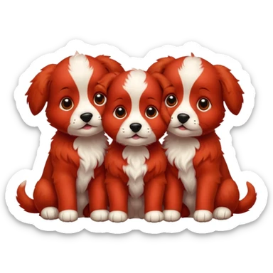 Red 3 headed puppy sticker