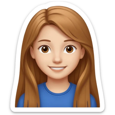 Create an icon of White teenage girl with Brown Eyes and long Very light brown hair sticker