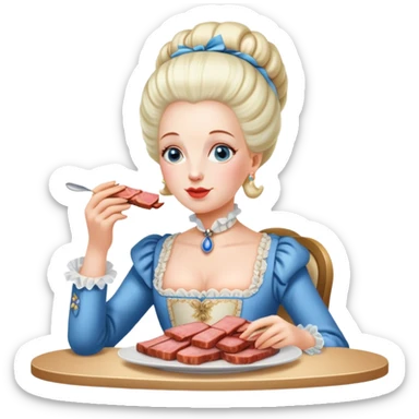 marie antoinette eating spam meat at cafe sticker