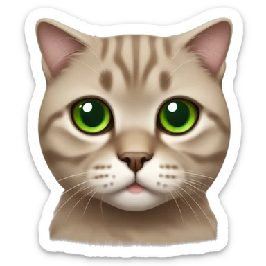Brown scottish fold cat with green eyes  sticker
