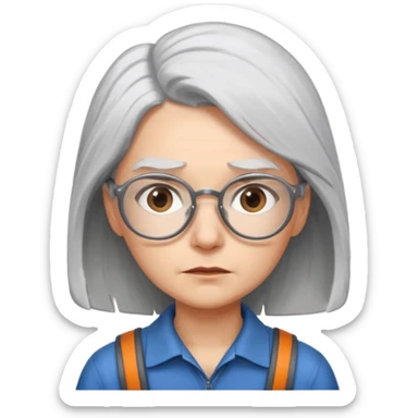 young climber woman with white/grey hair and glassess sticker