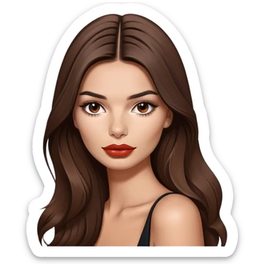 Emily Ratajkowski, model with long brown hair and full lips sticker