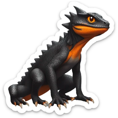 cool edgy black and orange Dark-type nargacuga lizard Pokémon full body sticker