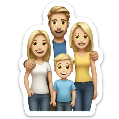 happy family dad with brown hair with blonde mom and blonde baby boy sticker