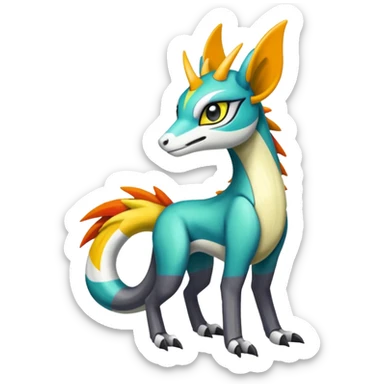 Colorful Meloetta-Wargreymon-Sergal-Pokémon-Digimon-Fakémon-fusion-hybrid-creature sticker