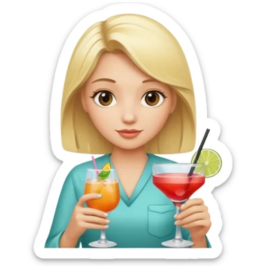 blonde girl with cocktail sticker