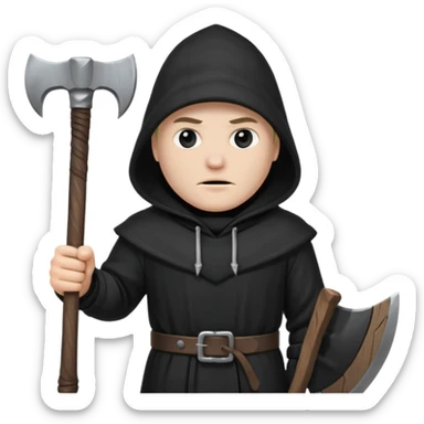 an executioner with a black hood so we can't see his face and an axe in his hand sticker