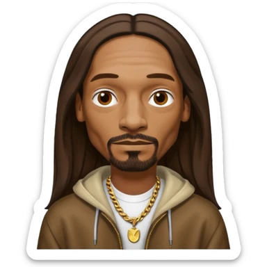 Snoop Dogg with long dark brown hair sticker