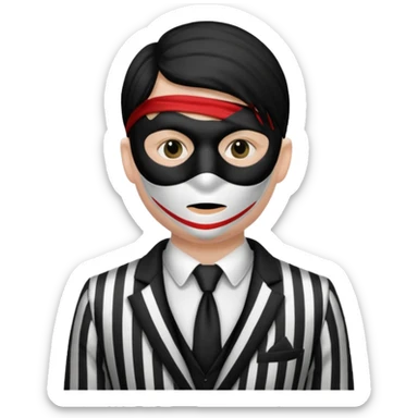thief with black and white suit with stripes sticker