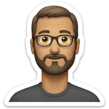 A 50 year old men with short hair brown, beard and rectangle glasses sticker