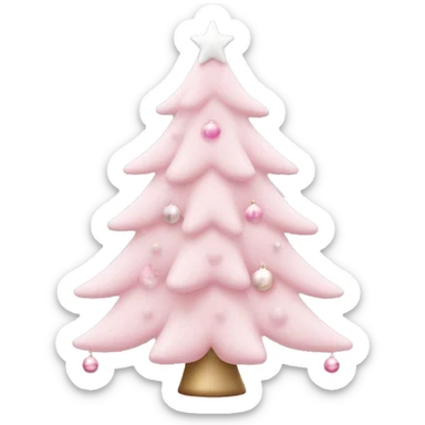 Pastel pink Christmas tree with pink and white ornaments  sticker