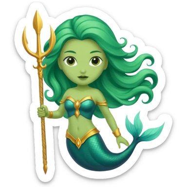green aqua coloured siren trident sticker