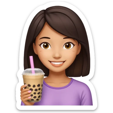 Girl with boba tea sticker
