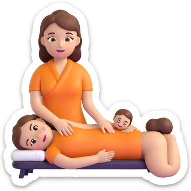 a girl performing a massage, 3D emoji style sticker