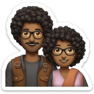 indian-guy-with-glasses-black-girl-with-afro-couple sticker