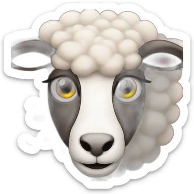 A sheep head with cross eyes in a red puddle sticker