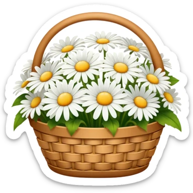 light brown basket with white daisies sticker
