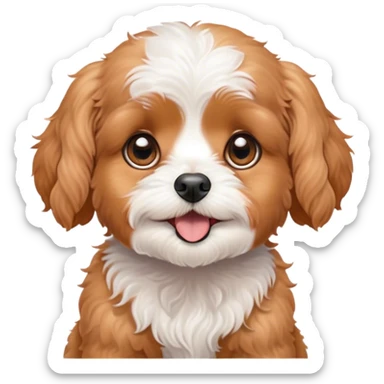 Cinematic Comical Apricot Cavoodle Portrait Emoji, Head tilted dramatically with an exaggeratedly shocked or offended expression, featuring a soft, curly apricot coat with charming white patches, wide, expressive brown eyes filled with exaggerated disbelief, Simplified yet hilariously expressive features, highly detailed, glowing with a slightly sassy glow, high shine, dramatic yet playful, stylized with an air of attitude, bright and endearing, soft glowing outline, capturing the essence of a sassy and over-the-top companion, so meme-worthy it feels like it could side-eye its way into internet fame instantly! sticker