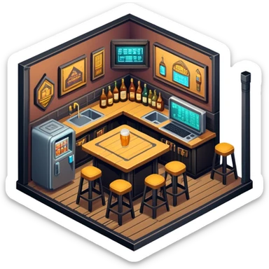 cyberpank isometric tavern sticker