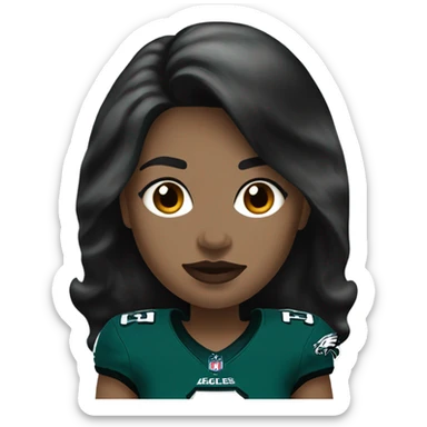  White female dark hair red lips wearing Philadelphia Eagles jersey sticker