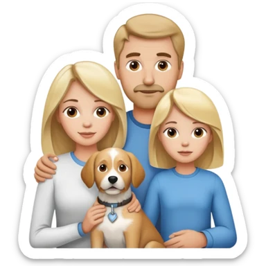 White family, 1 mom with brown hair, 1 dad with Blonde hair, 1 girl with blonde hair and dog  sticker