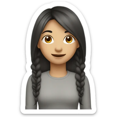 fille avec cheveux long lise noir en queu de cheval et apareille dentaire sticker