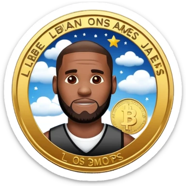 lebron james coin emoji   and text on the coin niggas in the sky  sticker