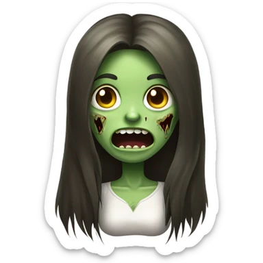 Green Zombie brunette long hair girl with mouth open horror  sticker