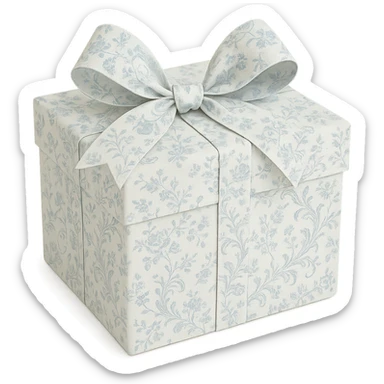Elegant Rococo pale white blue ditsy floral gift box  , remove background sticker