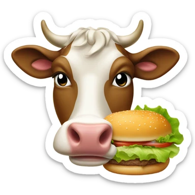 Cow eating a burger  sticker