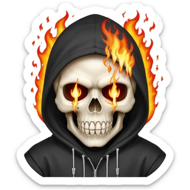 Bro I wanna skull with hoodie on the hoodie has to be on fire and I want matrix blood with the codes and weird numbers spilling out eyes and mouth almost give him a diamond grill sticker