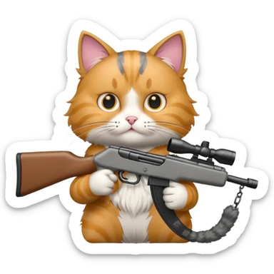 Cat shooting a rifle sticker