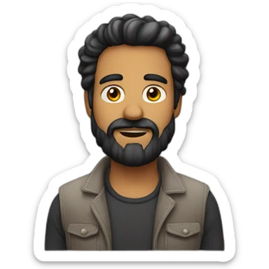 Hombre-con-entradas-y-barba-negra-larga sticker