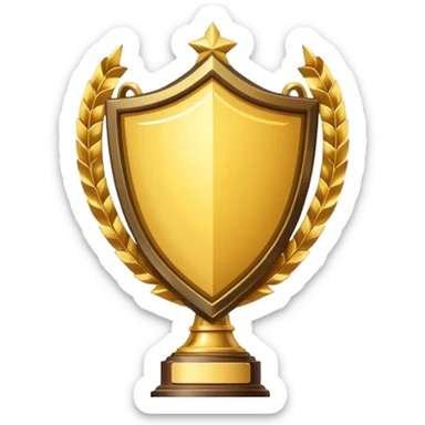 Gold shield with trophy sticker