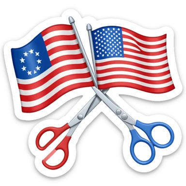 flag with two pair of interlocked scissors sticker