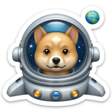 perro rubio sentado de nave espacial sticker