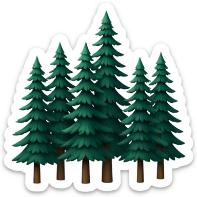 A cluster of tall pine trees forming a deep forest silhouette. sticker