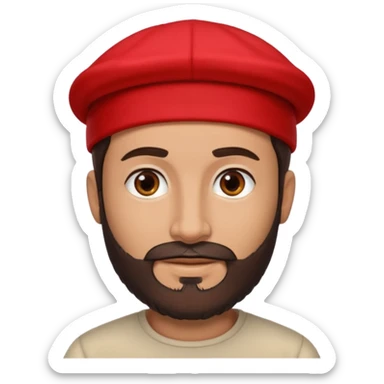 arab man with beard wearing a red cap and he handsome and with tan i want it only his face
with dark brown hair and beard sticker