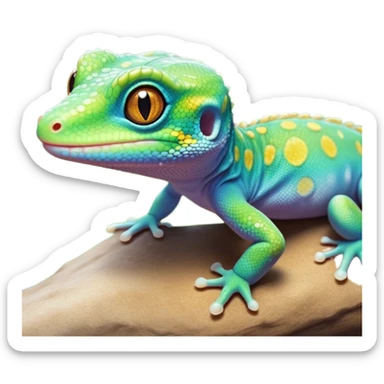 cinematic-cute-realistic gecko-portrait-emoji,-head-tilted-playfully-and-inquisitively,-featuring-a-small,-charming-body-with-smooth,-vividly-patterned-scales,-bright,-sparkling-eyes-and-delicate,-sticky-toe-pads,-simplified-yet-irresistibly-adorable sticker