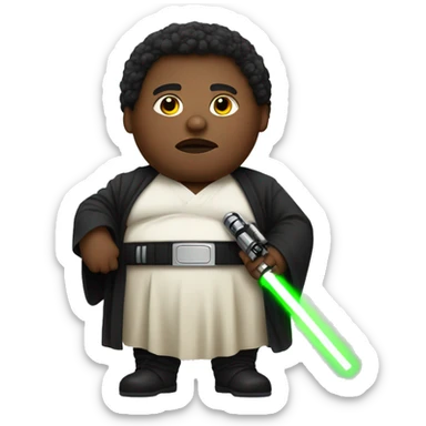 fat black person with lightsaber sticker