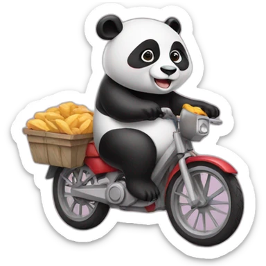 Panda on a bike delivering food sticker
