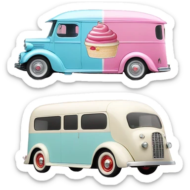 Barbie ice cream van ,1935 fiat ,pearl red sticker