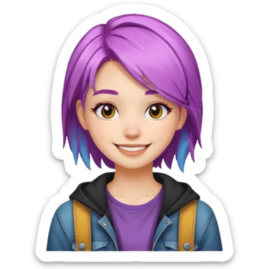 stylish teen girl and dyed her hair, grunge outfit sticker