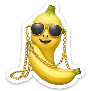 Banana wearing gold chains and sunglasses gangster  sticker