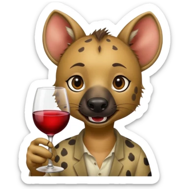 hyena with glass of wine sticker
