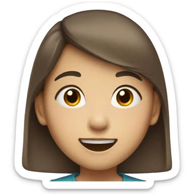 6 year old Chinese girl, brown hair, brown eyes, open-mouth smile sticker