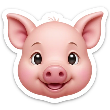 Cinematic Comical Piglet Portrait Emoji, Head tilted dramatically with an exaggeratedly amused expression, featuring a strikingly soft rosy-pink hide with a tiny, playful snout, wide, expressive beady eyes filled with playful disbelief, Simplified yet hilariously expressive features, highly detailed, glowing with a slightly sassy glow, high shine, dramatic yet playful, stylized with an air of cheeky mischief, bright and endearing, soft glowing outline, capturing the essence of a spirited and over-the-top piglet, so meme-worthy it feels like it could squeal its way into internet fame instantly! sticker
