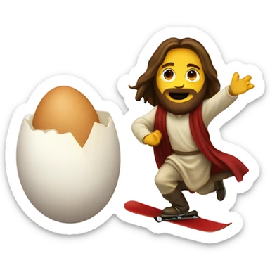 Jesus skiing and a dancing egg sticker