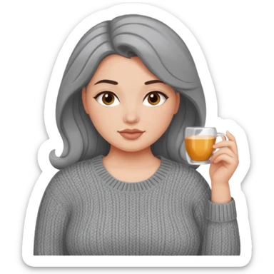 Design a woman’s grey sweater for a voluptuous woman. Just the sweater sticker