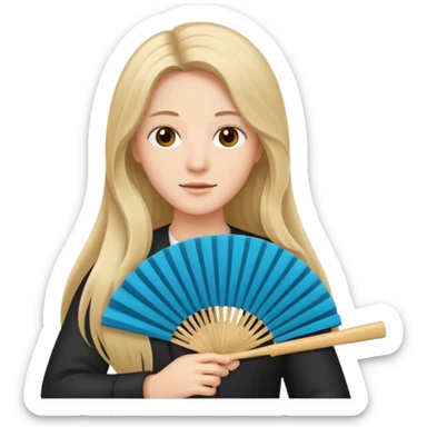 long haired folding fan holder sticker